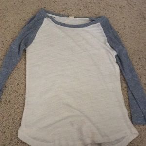 white with blue sleeves see through
